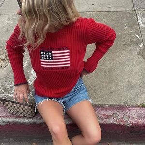 COPY - Vintage Ralph Lauren Red American Flag Sweater Womens M